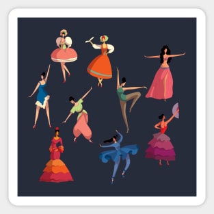 girls dressed performing dances Sticker